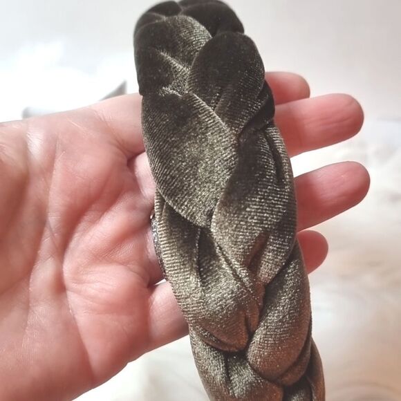 New ARMY GREEN BRAIDED VELVET HEADBAND - Picture 4 of 6